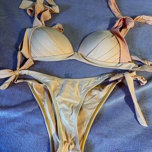 Peach Tie Bikini Set